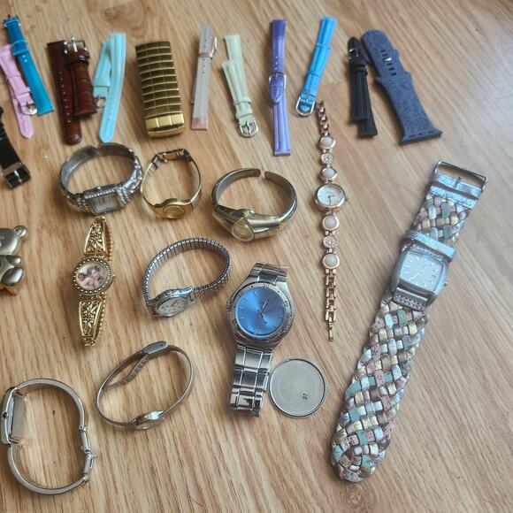 Fossil Geneva Relic Assorted Wristwatch Lot Untested Bands Repair Parts Quartz
